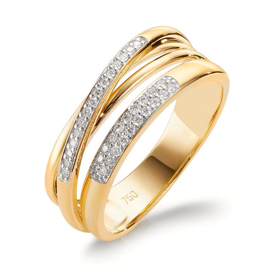 Fingerring 750/18 K Gelbgold Diamanten 0.14 ct, w-si
