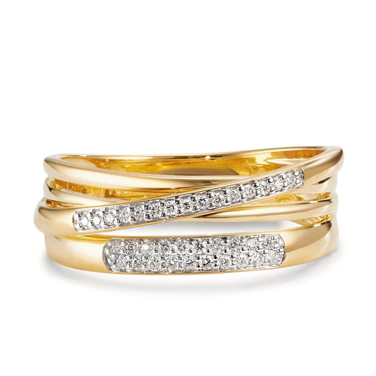 Fingerring 750/18 K Gelbgold Diamanten 0.14 ct, w-si
