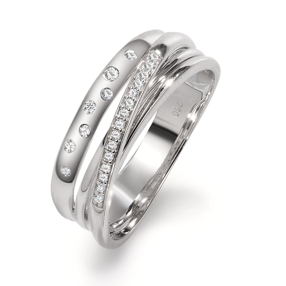 Fingerring 750/18 K Weissgold Diamanten 0.11 ct, w-si