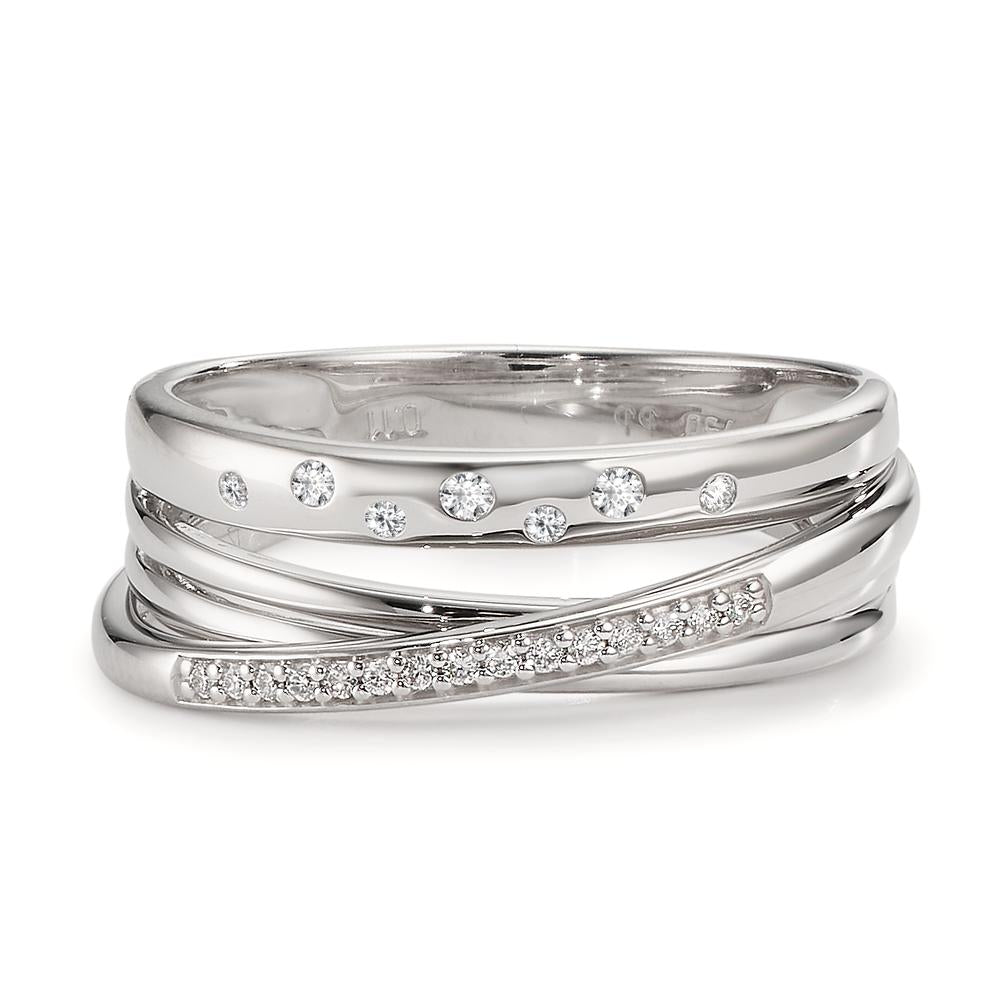 Fingerring 750/18 K Weissgold Diamanten 0.11 ct, w-si