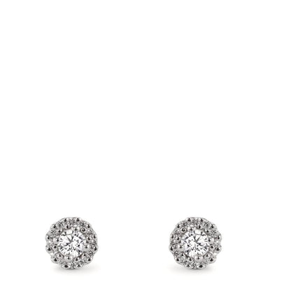 Orecchini a bottone Oro bianco 750/18 carati Diamante 0.24 ct, w-si Ø5 mm