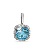 Anhänger 750/18 K Weissgold Diamanten 0.14 ct, w-si, Topas blau, 0.69 ct Ø11.5 mm