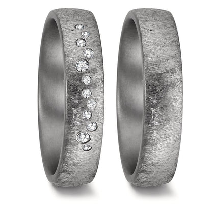 Wedding Ring Tantal 999 Diamond 0.104 ct, 12 Stones, w-si