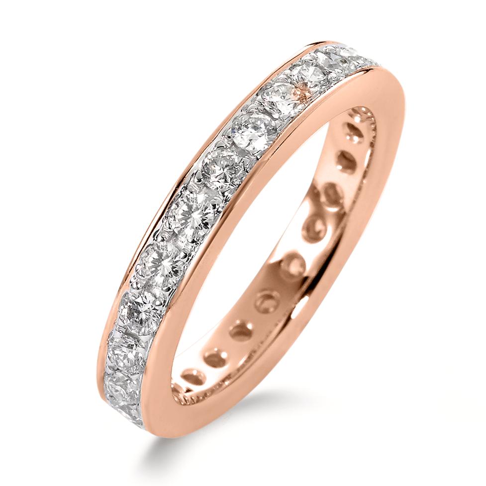 Minnesring 750/18 K rött guld diamant vit, 1 ct, 25 stenar, [Brillant], w-si