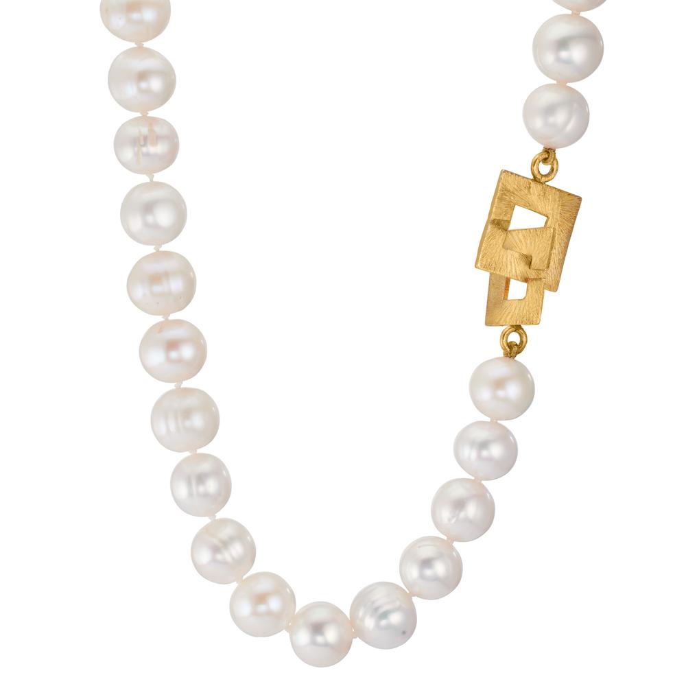 Collier Argent jaune Plaqué or perle d'eau douce 11-11.5 mm 50 cm