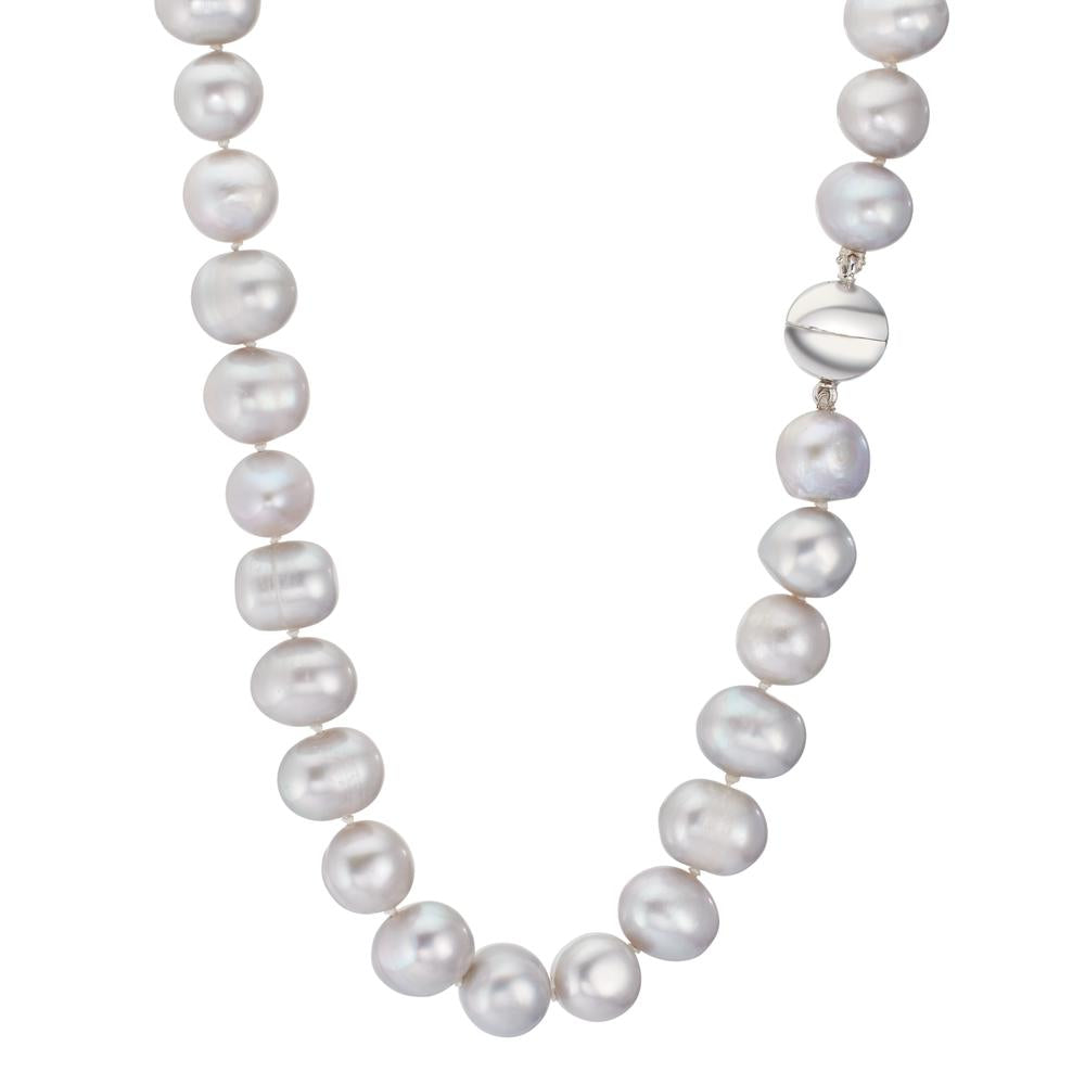 Collana Oro bianco 750/18 carati Perla coltivata d'acqua dolce Grigio 10.5-11 mm 42 cm
