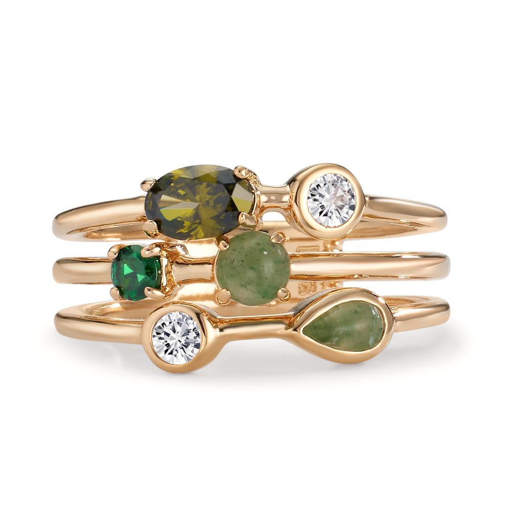 Anello Bronzo Zirconia 6 pietra placcato oro 5 micron