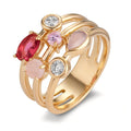 Fingerring Bronze Zirkonia 6 Steine vergoldet