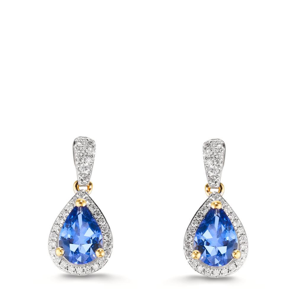 Drop Earrings 18k Yellow Gold Tanzanite 1.16 ct, 2 Stones, Diamond 0.21 ct, w-si