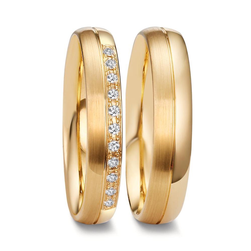 Anillo de pareja 750/oro amarillo de 18 quilates Diamante 0.055 ct, 11 piedras, tw-vsi
