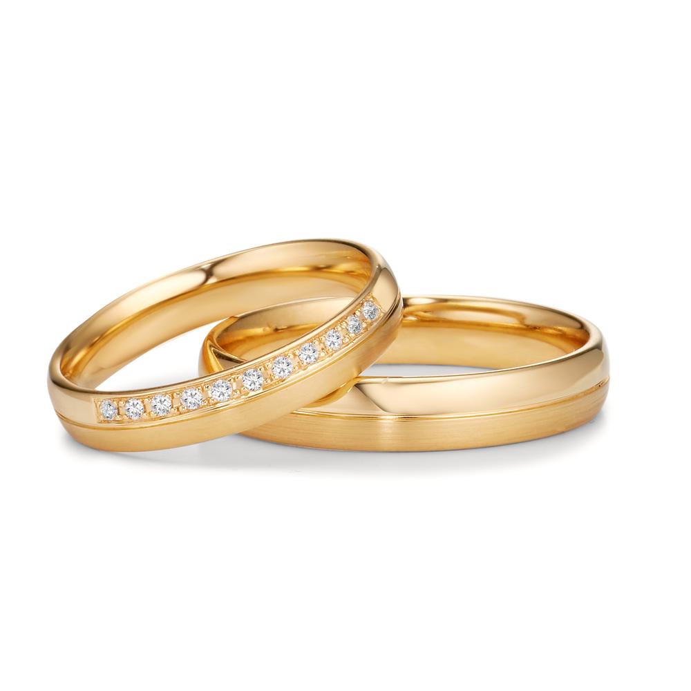 Anillo de pareja 750/oro amarillo de 18 quilates Diamante 0.055 ct, 11 piedras, tw-vsi