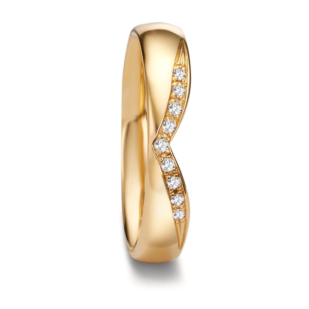 Partnerring 750/18 K gult guld diamant 0.045 ct, 9 stenar, tw-vsi