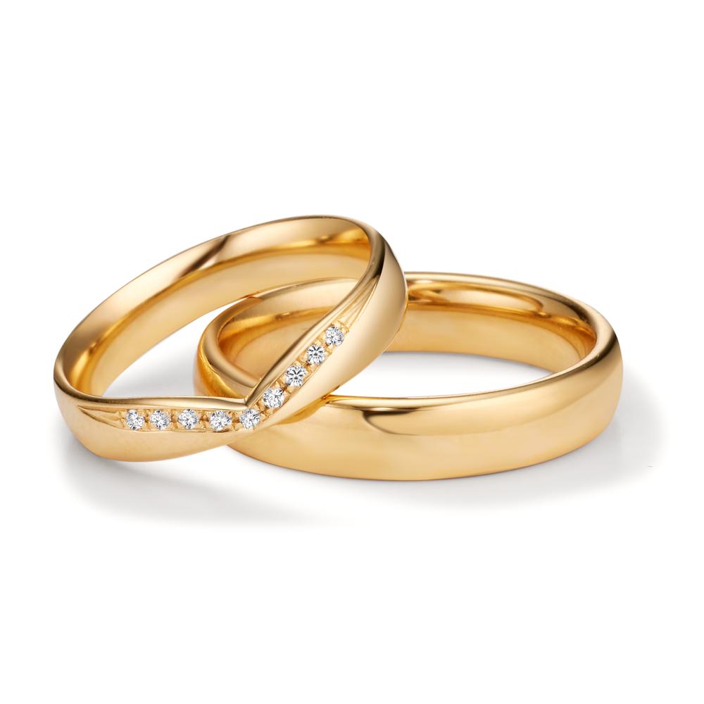 Partnerring 750/18 K gult guld diamant 0.045 ct, 9 stenar, tw-vsi