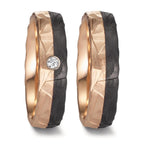 Anello del partner Oro rosa 585/14 kt, Carbonio Diamante 0.03 ct, w-si