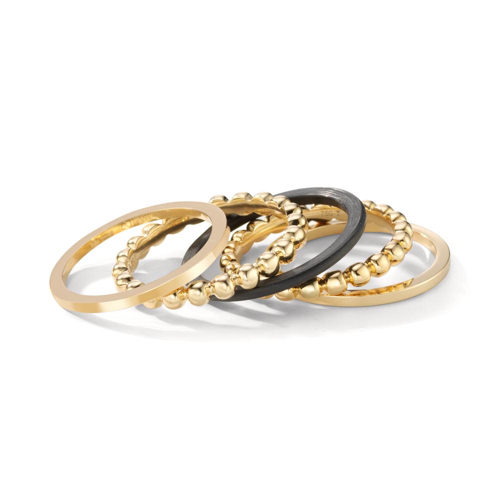 Set di anelli Oro giallo 750/18 carati, Carbonio