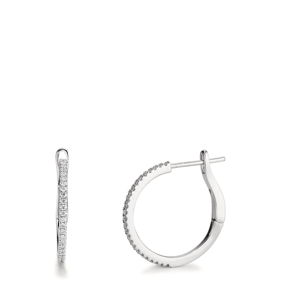 Klappcreolen 750/18 K Weissgold Diamant 0.185 ct, 50 Steine, w-si