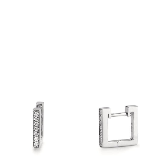 Créoles à charnières Or blanc 18K Diamant 0.13 ct, w-si