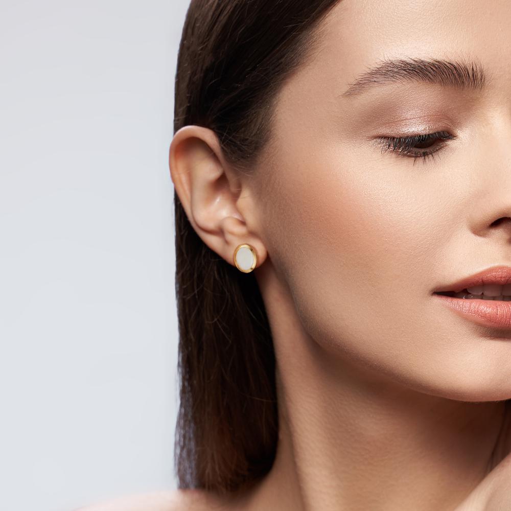 Orecchini a bottone Oro giallo 750/18 carati Opale 2 pietra