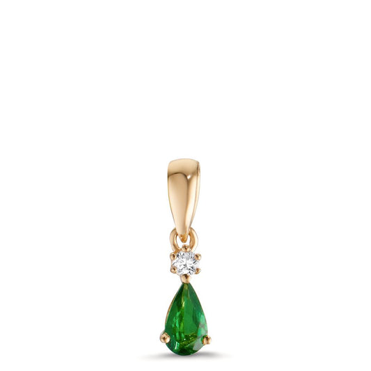 Colgante 750/oro amarillo de 18 quilates Granate verde, Diamante 0.025 ct, w-si
