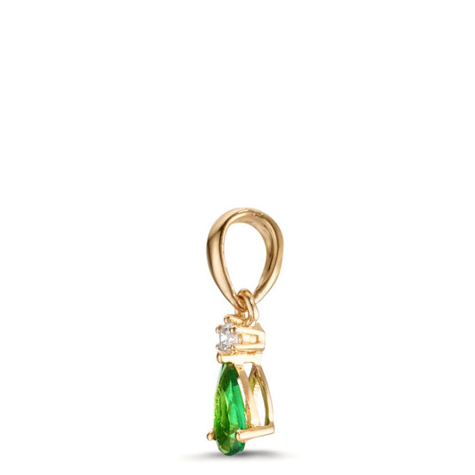 Colgante 750/oro amarillo de 18 quilates Granate verde, Diamante 0.025 ct, w-si