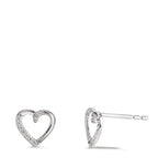 Clous d'oreilles Or blanc 18K Diamant 0.045 ct, 18 Pierres, w-si Coeur Ø7 mm
