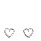 Clous d'oreilles Or blanc 18K Diamant 0.045 ct, 18 Pierres, w-si Coeur Ø7 mm