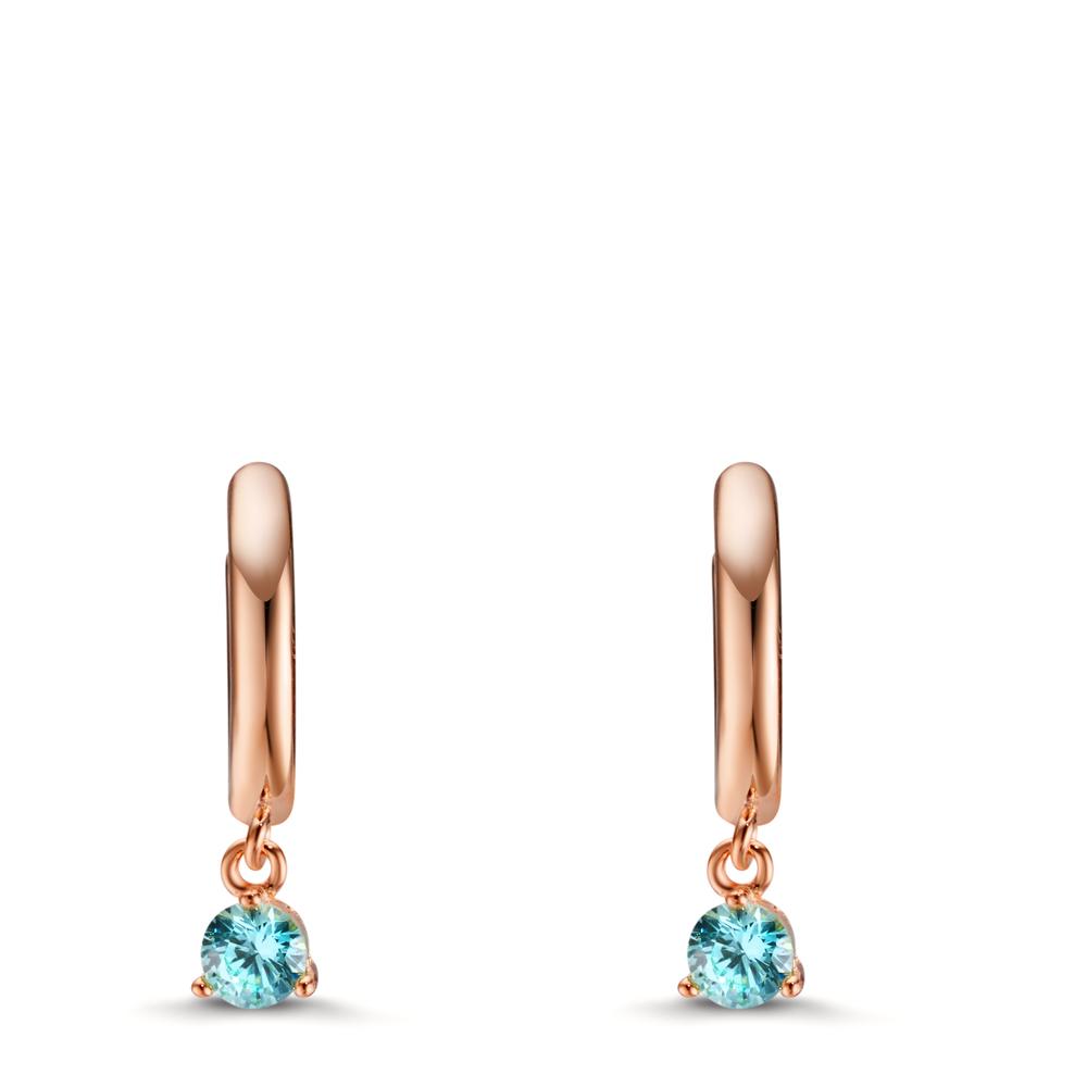 Hinged hoop Silver Zirconia Aqua Rose Gold plated
