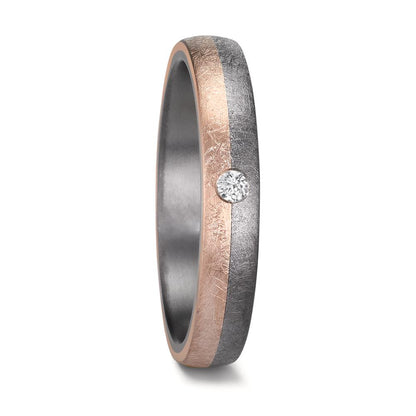 Anillo de pareja 999 tantalio, oro rosa de 585/14 kt Diamante 0.04 ct, w-si