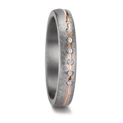 Alliance Tantale 999, Or rose 14K Diamant 0.07 ct, 7 Pierres, w-si