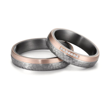 Anillo de pareja 999 tantalio, oro rosa de 585/14 kt