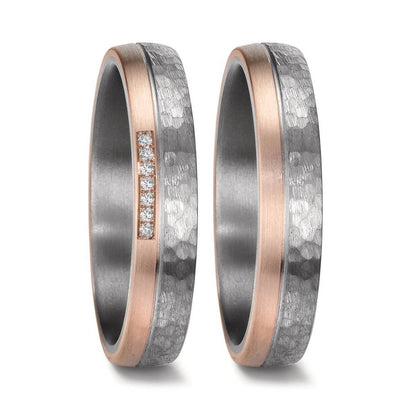 Anillo de pareja 999 tantalio, oro rosa de 585/14 kt
