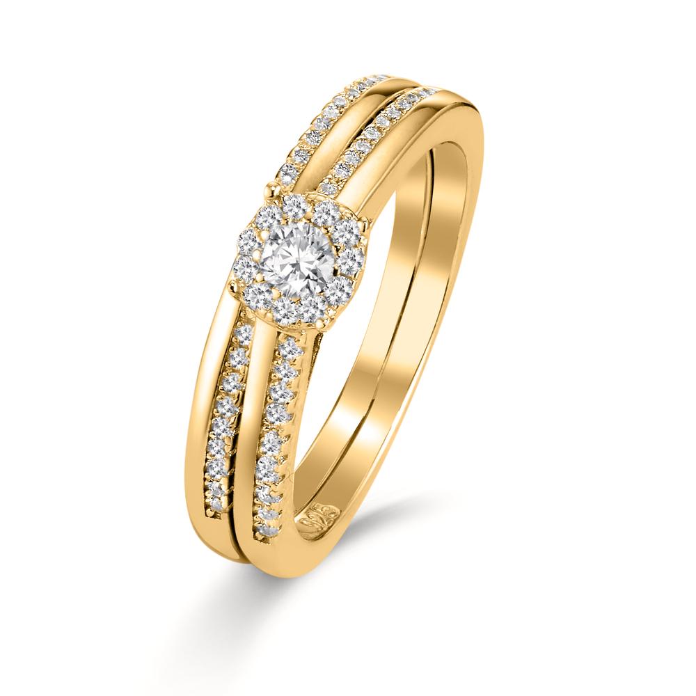 Bague Argent Zircone Plaqué or