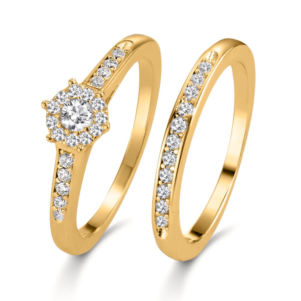 Anillo de dedo Plata Circonita Dorado