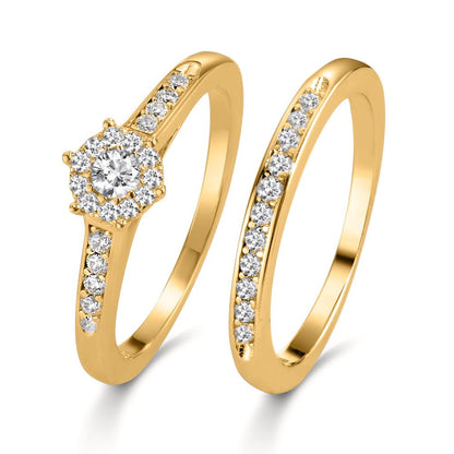 Finger ring Silver Zirkoniumoxid guldpläterad