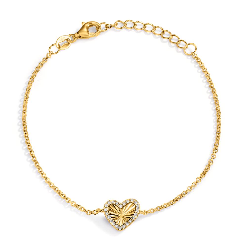 Bracciale Argento Zirconia giallo dorato Cuore