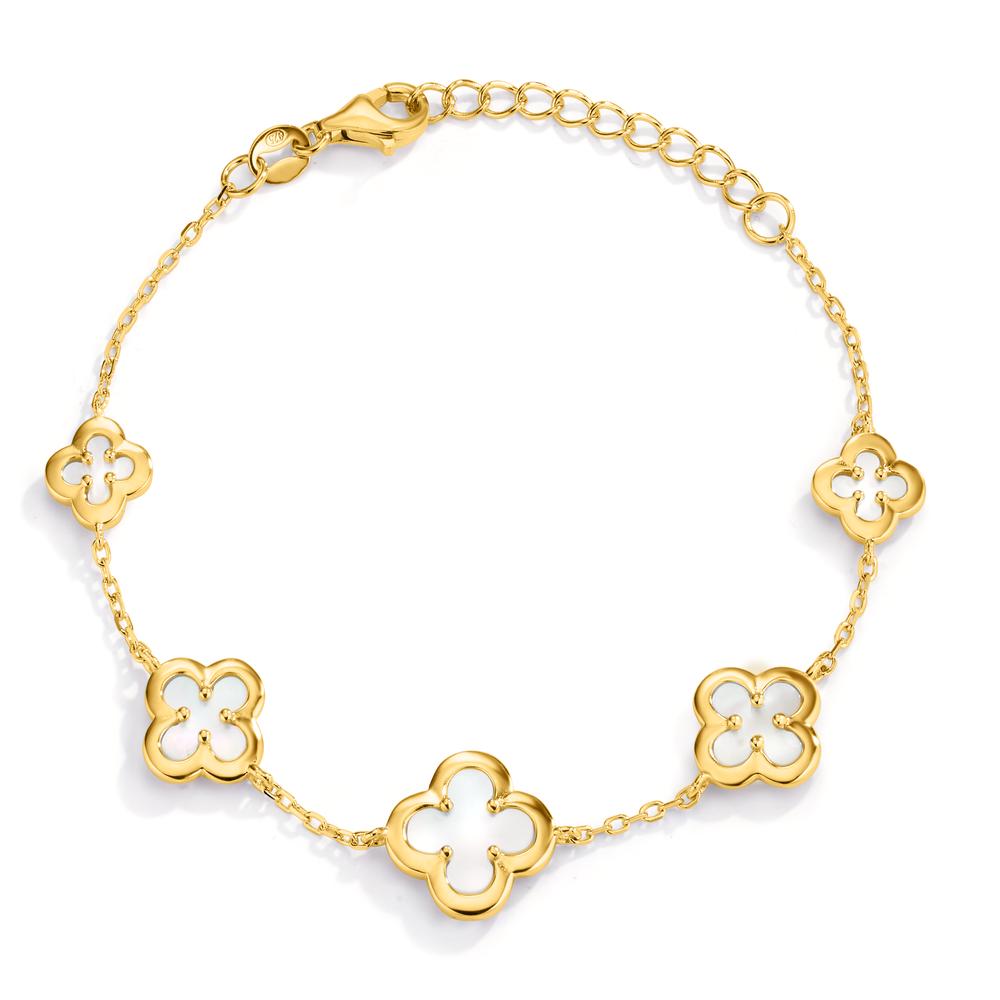 Bracelet Argent jaune Plaqué or nacre Fleur