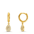 Créoles à charnières Argent Zircone jaune Plaqué or
