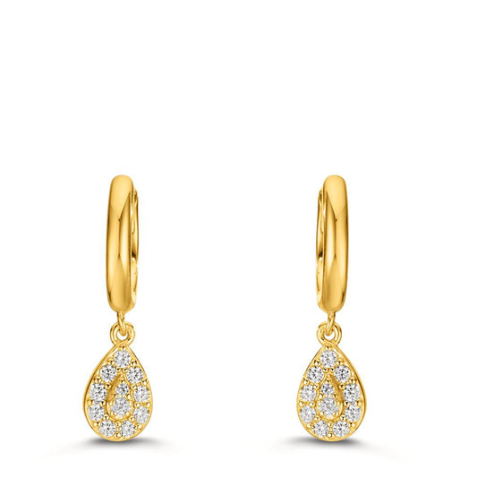 Créoles à charnières Argent Zircone jaune Plaqué or