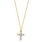 Collier Argent Zircone jaune Plaqué or Croix 40-45 cm