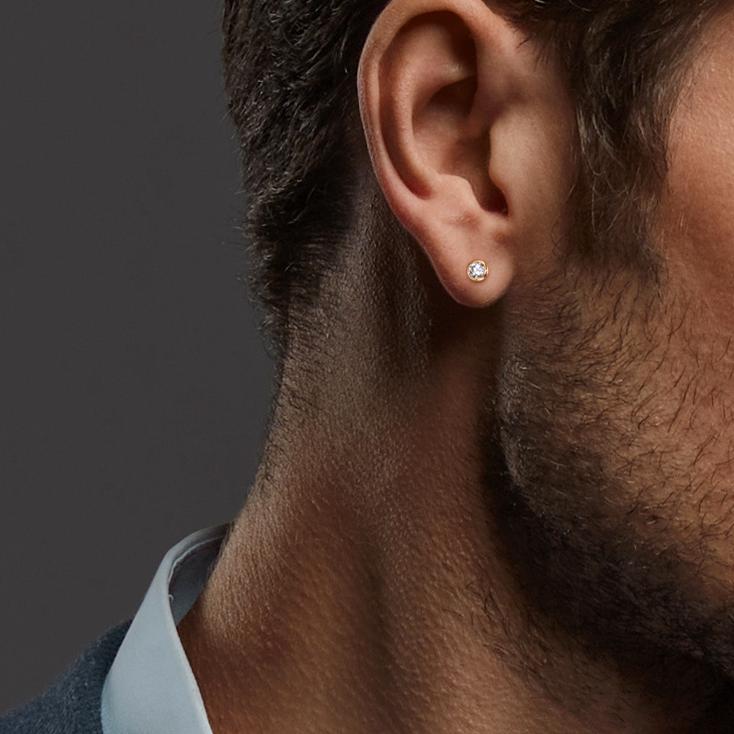 Pendientes 1ud 750/oro amarillo de 18 quilates Circonita Ø2.5 mm