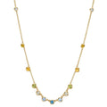 Collier Or jaune 18K Citrine 0.20 ct, 2 Pierres, Améthyste vert, 0.30 ct, 4 Pierres, Péridot 0.13 ct, 2 Pierres, Topaze 0.43 ct, 3 Pierres, Quartz 0.12 ct, 2 Pierres 40-45 cm