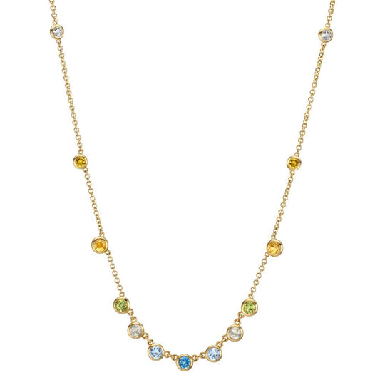 Collana Oro giallo 750/18 carati Citrino 0.20 ct, 2 pietra, Ametista verde, 0.30 ct, 4 pietra, Peridoto 0.13 ct, 2 pietra, Topazio 0.43 ct, 3 pietra, Quarzo 0.12 ct, 2 pietra 40-45 cm
