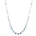 Collar 750/oro blanco de 18 quilates Topacio 1.31 ct, 12 piedras, Topacio azul de Londres 0.41 ct, 3 piedras, Cuarzo 0.06 ct, 2 piedras, Cuarzo rosa 0.19 ct, 4 piedras 40-45 cm