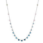 Collar 750/oro blanco de 18 quilates Topacio 1.31 ct, 12 piedras, Topacio azul de Londres 0.41 ct, 3 piedras, Cuarzo 0.06 ct, 2 piedras, Cuarzo rosa 0.19 ct, 4 piedras 40-45 cm