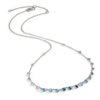 Collar 750/oro blanco de 18 quilates Topacio 1.31 ct, 12 piedras, Topacio azul de Londres 0.41 ct, 3 piedras, Cuarzo 0.06 ct, 2 piedras, Cuarzo rosa 0.19 ct, 4 piedras 40-45 cm