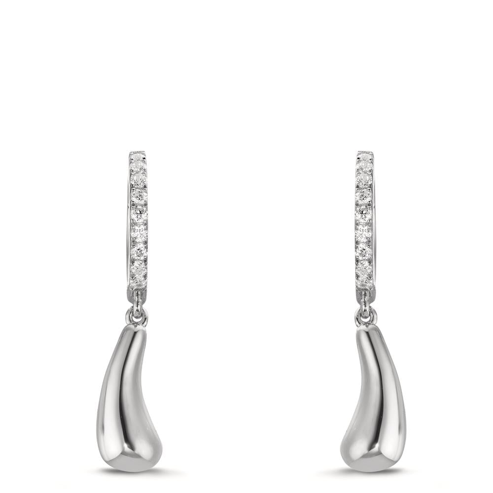 Orecchini circolari Argento Zirconia 18 pietra rodiato