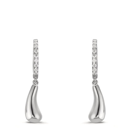 Créoles à charnières Argent Zircone 18 Pierres Rhodié