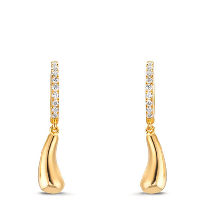 Hinged hoop Silver Zirconia 18 Stones Yellow Gold plated
