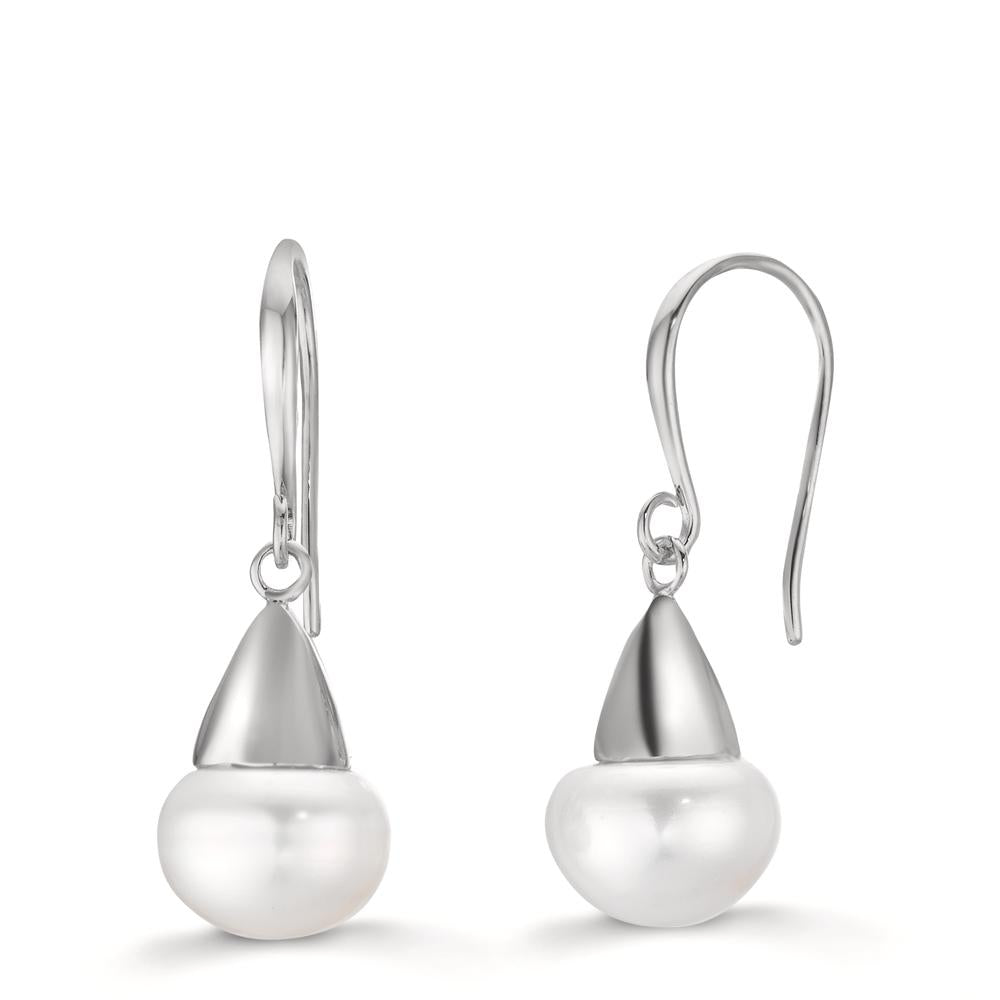 Orecchini Argento rodiato Perla coltivata d'acqua dolce, 2 Perla, 9 mm
