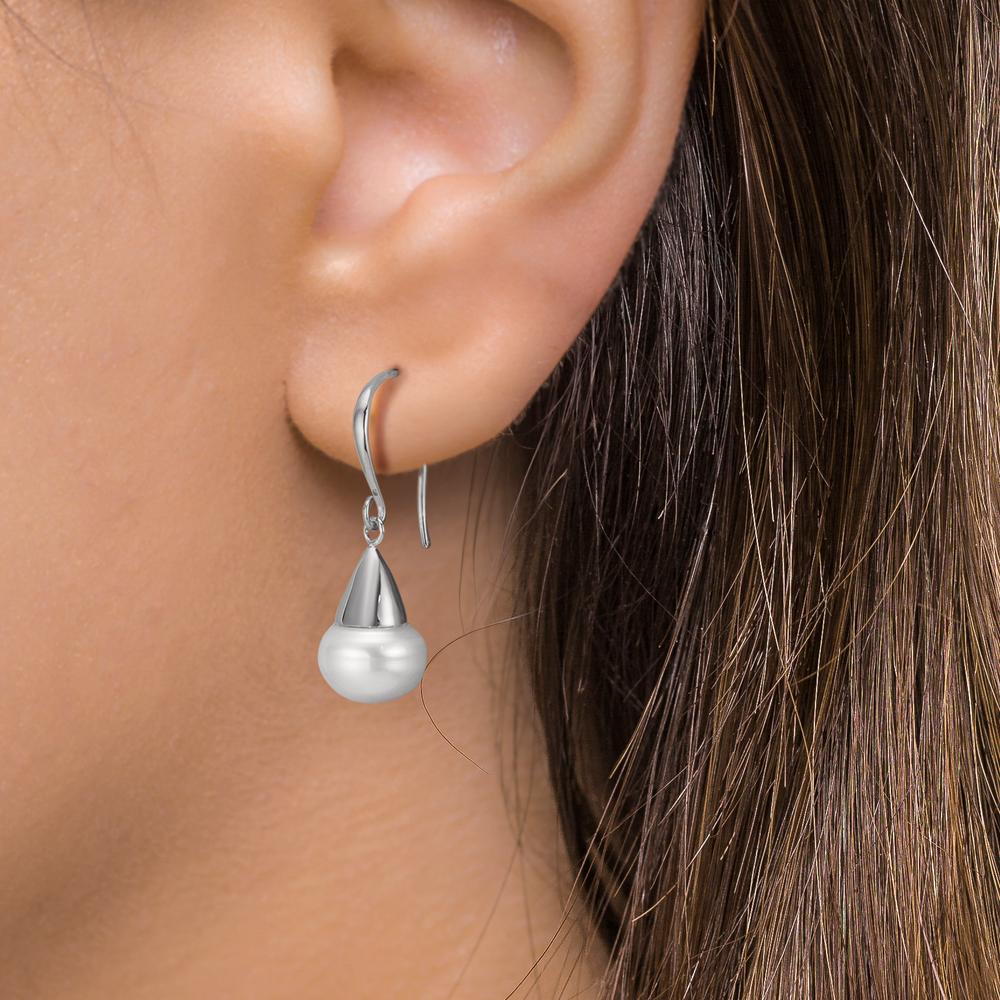 Orecchini Argento rodiato Perla coltivata d'acqua dolce, 2 Perla, 9 mm